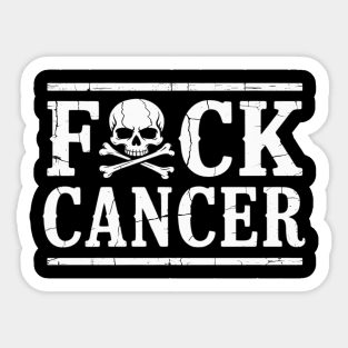 Fuck Cancer Skull and Crossbones Skeleton Breast Cancer Sticker